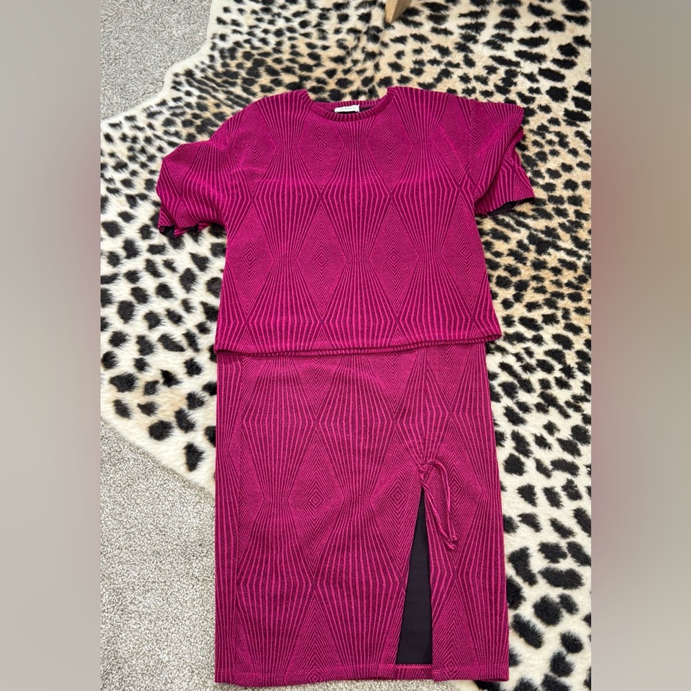 Zara Fuchsia Midi Skirt Set